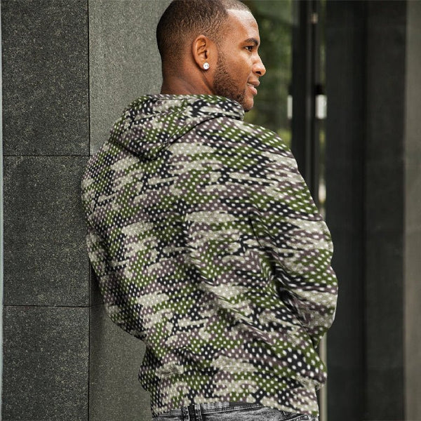 65 MCMLXV Unisex Camouflage & Polka Dot Print Fleece Pull - over Hoodie - 65mcmlxv