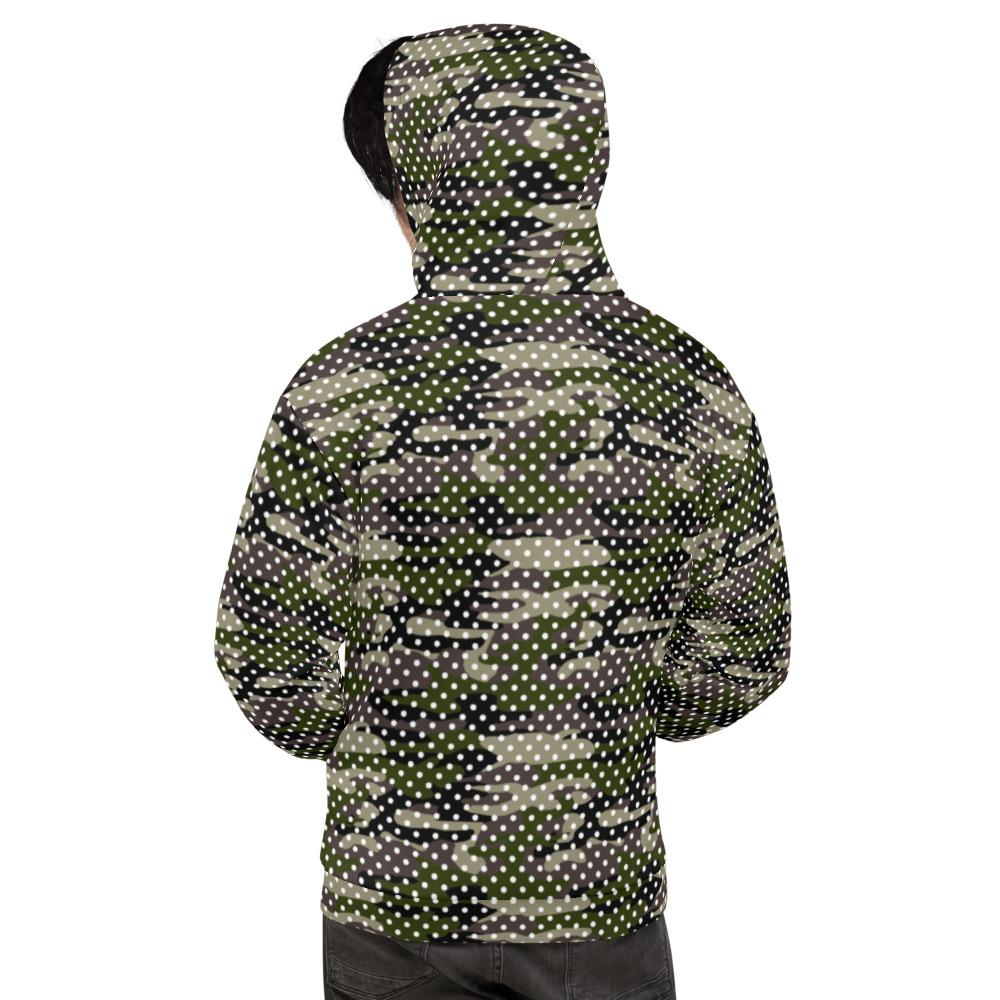 65 MCMLXV Unisex Camouflage & Polka Dot Print Fleece Pull - over Hoodie - 65mcmlxv