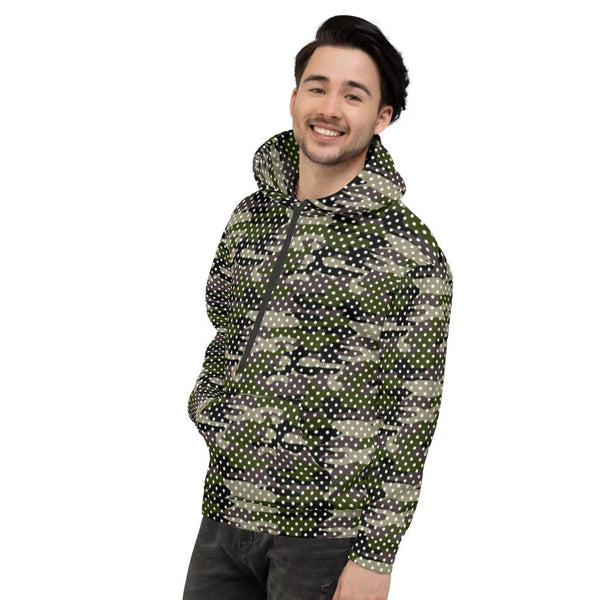 65 MCMLXV Unisex Camouflage & Polka Dot Print Fleece Pull - over Hoodie - 65mcmlxv