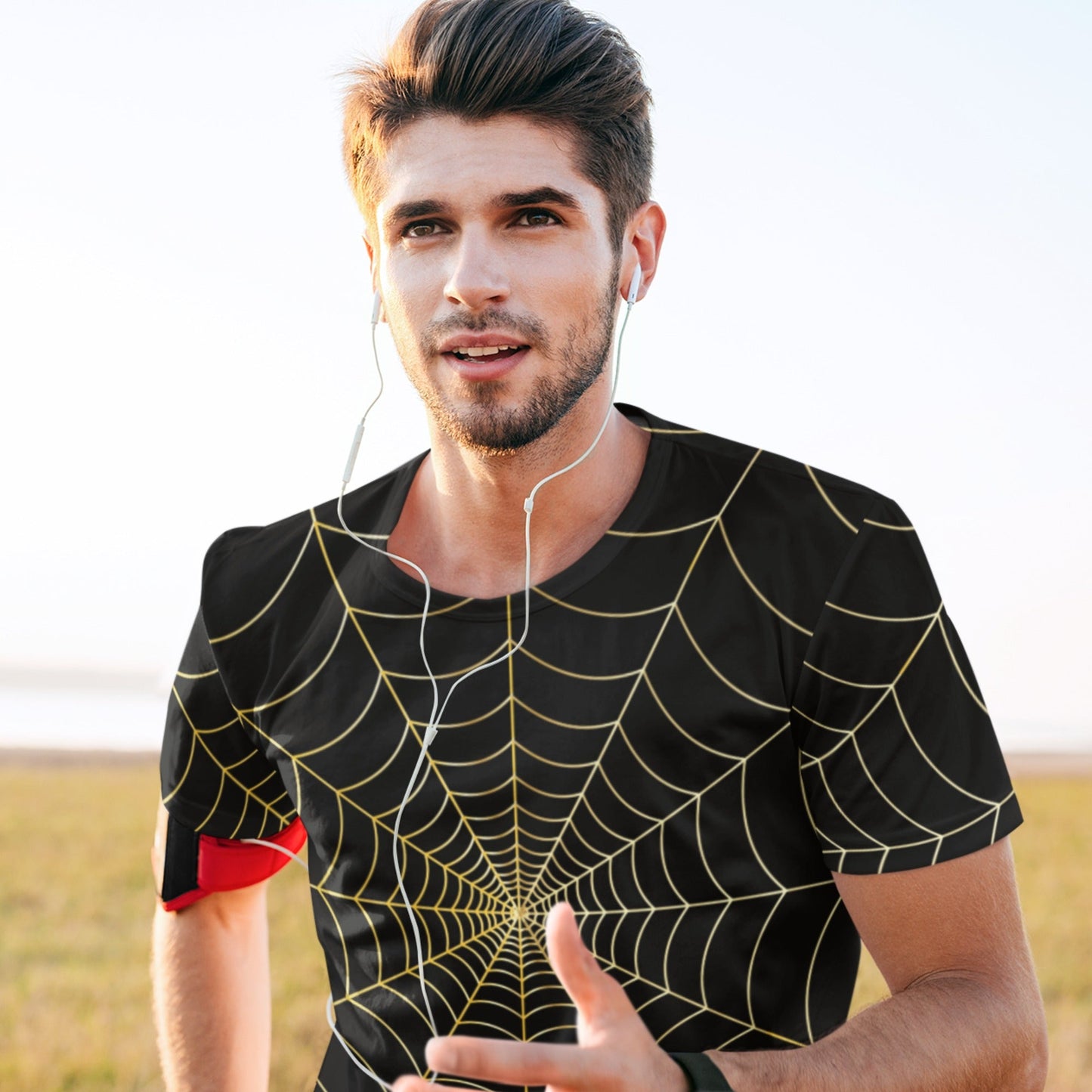 65 MCMLXV Unisex Cosplay Black Golden Spider Web T-Shirt - 65mcmlxv