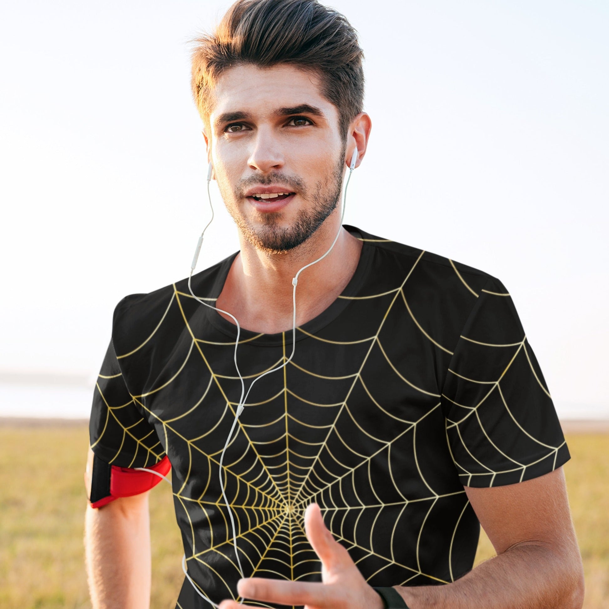 65 MCMLXV Unisex Cosplay Black Golden Spider Web T-Shirt - 65mcmlxv