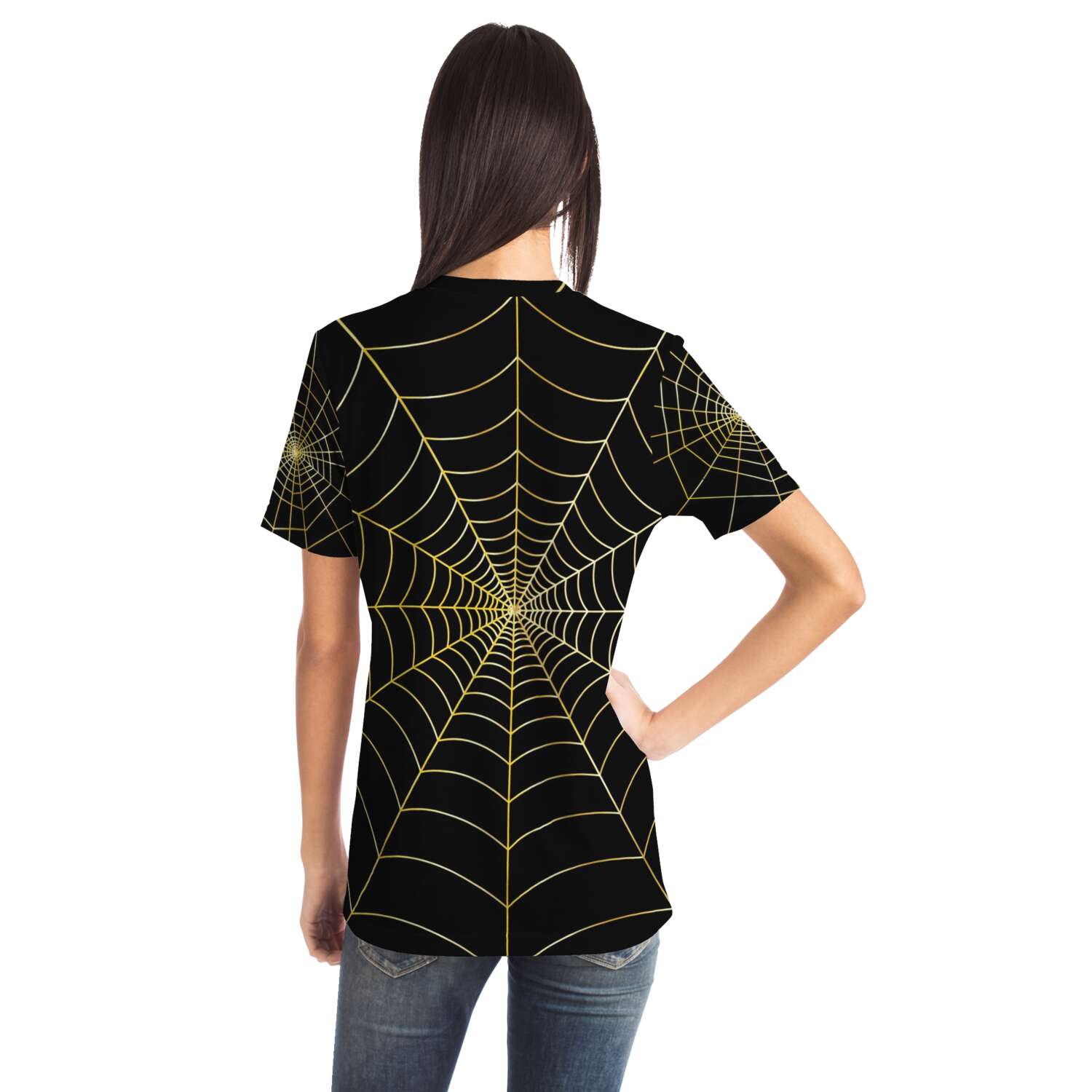 65 MCMLXV Unisex Cosplay Black Golden Spider Web T-Shirt - 65mcmlxv