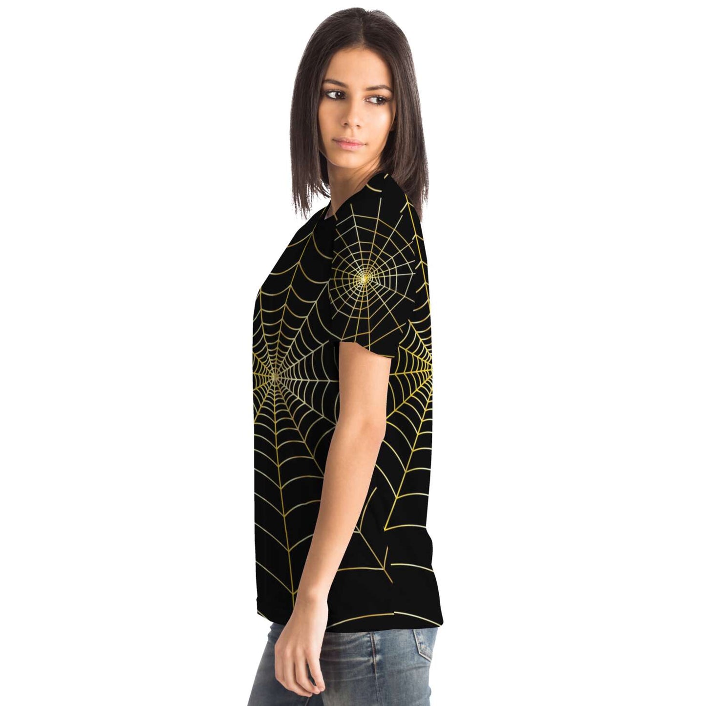 65 MCMLXV Unisex Cosplay Black Golden Spider Web T-Shirt - 65mcmlxv