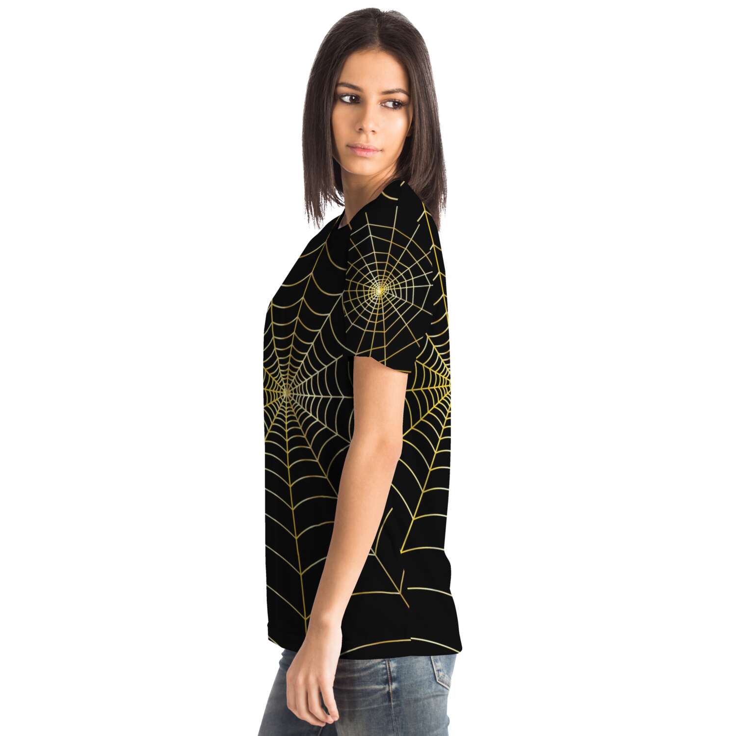 65 MCMLXV Unisex Cosplay Black Golden Spider Web T-Shirt - 65mcmlxv