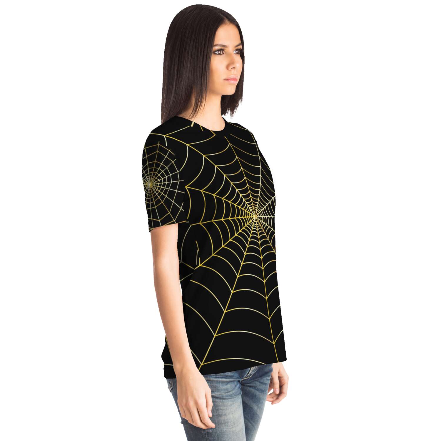 65 MCMLXV Unisex Cosplay Black Golden Spider Web T-Shirt - 65mcmlxv