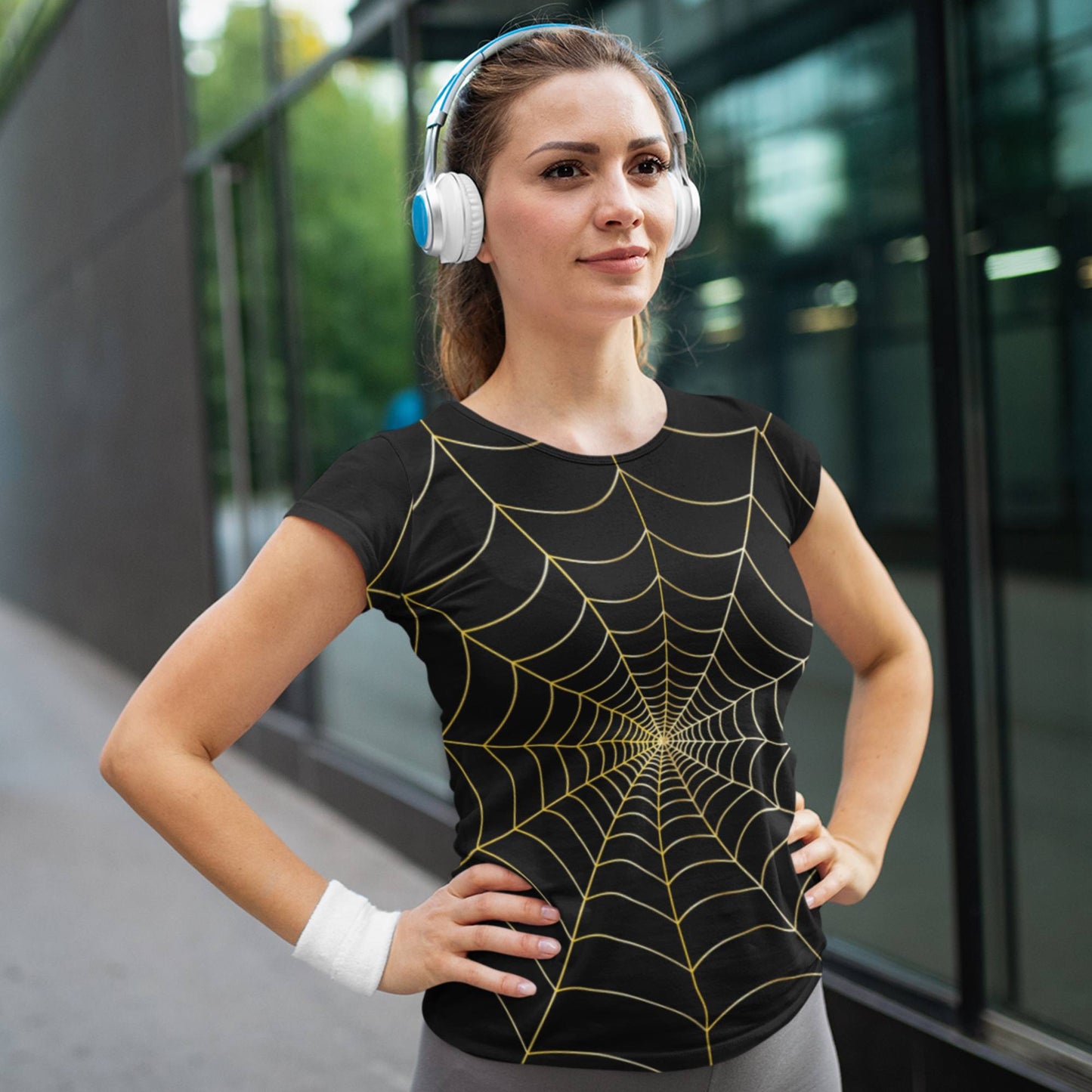 65 MCMLXV Unisex Cosplay Black Golden Spider Web T-Shirt - 65mcmlxv