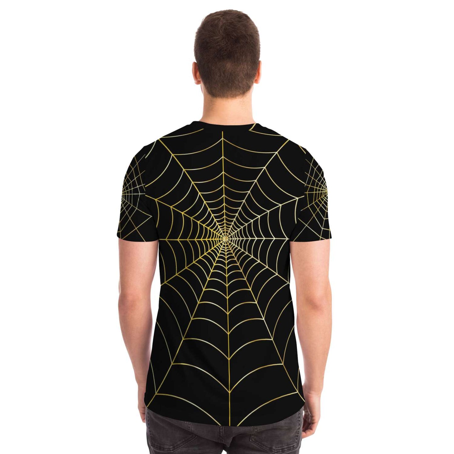 65 MCMLXV Unisex Cosplay Black Golden Spider Web T-Shirt - 65mcmlxv