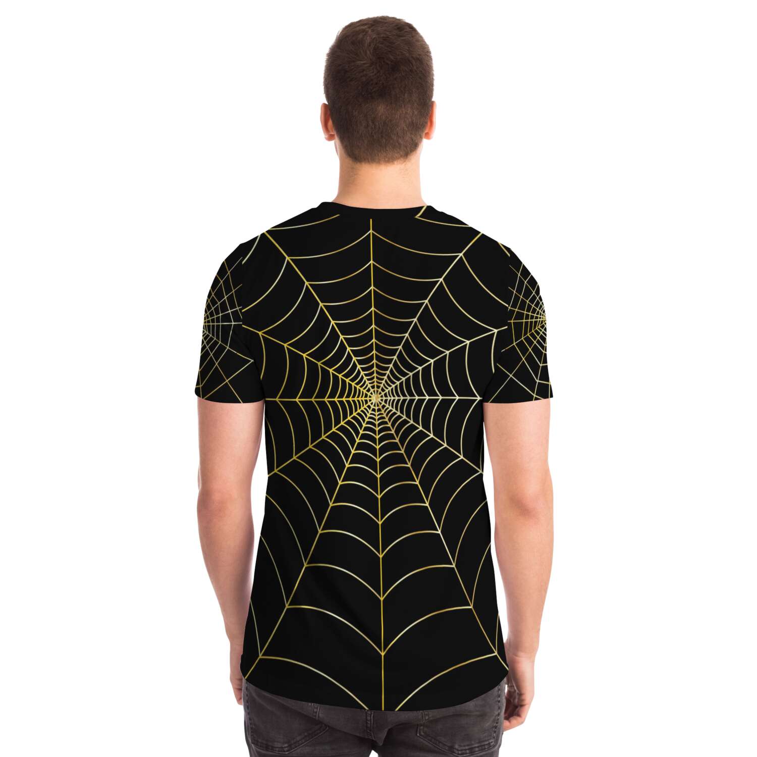 65 MCMLXV Unisex Cosplay Black Golden Spider Web T-Shirt - 65mcmlxv