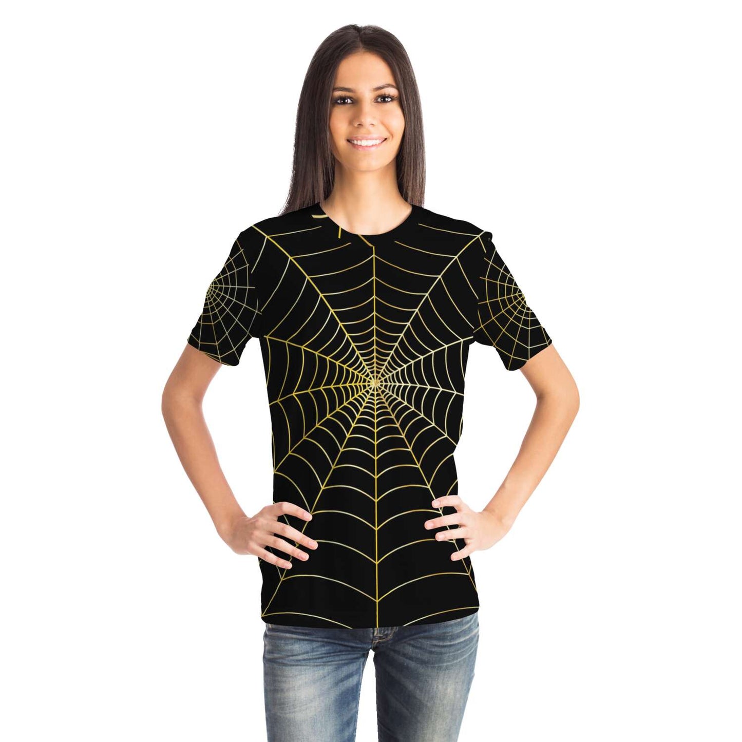 65 MCMLXV Unisex Cosplay Black Golden Spider Web T-Shirt - 65mcmlxv