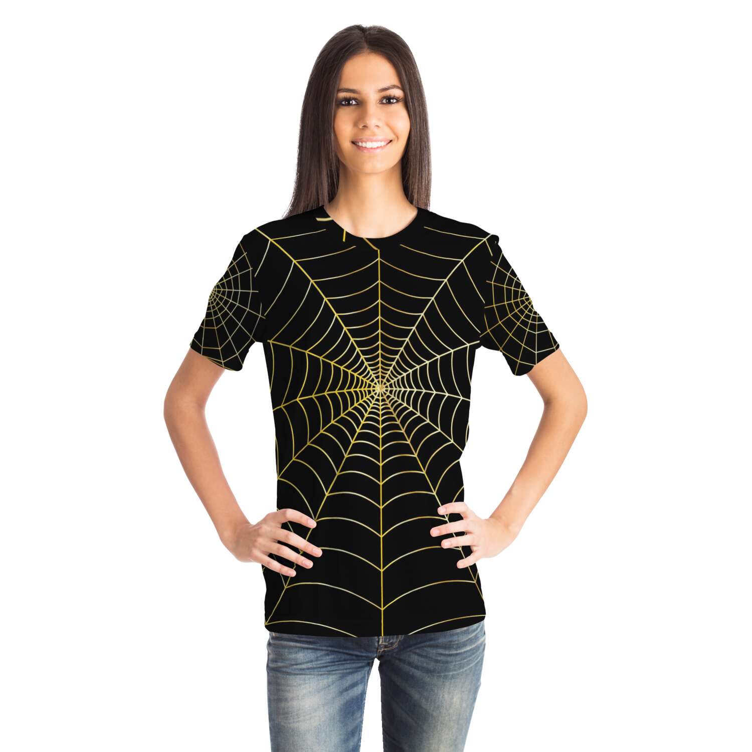 65 MCMLXV Unisex Cosplay Black Golden Spider Web T-Shirt - 65mcmlxv