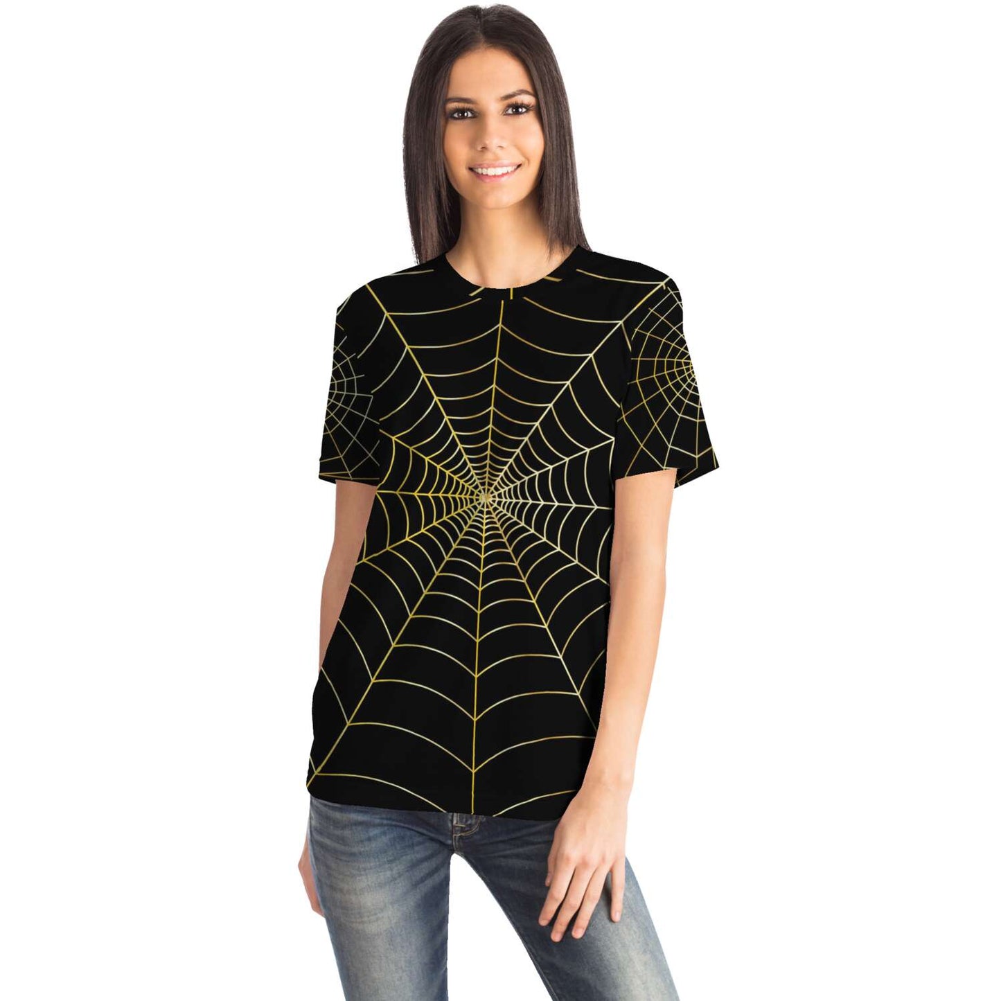65 MCMLXV Unisex Cosplay Black Golden Spider Web T-Shirt - 65mcmlxv