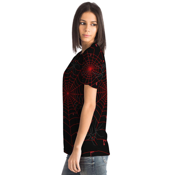 65 MCMLXV Unisex Cosplay Black Widows Red Blood Web Print T-Shirt - 65mcmlxv