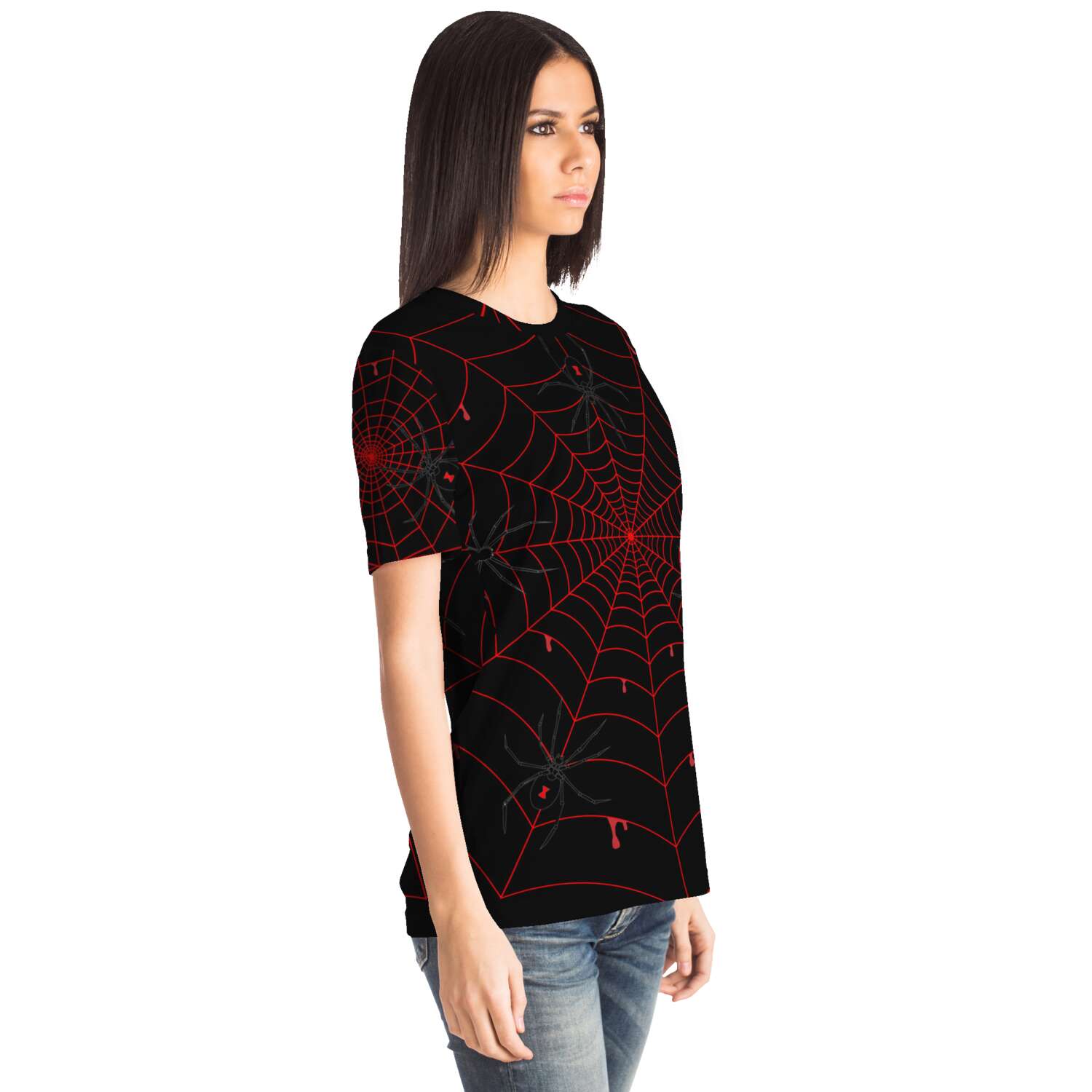 65 MCMLXV Unisex Cosplay Black Widows Red Blood Web Print T-Shirt - 65mcmlxv