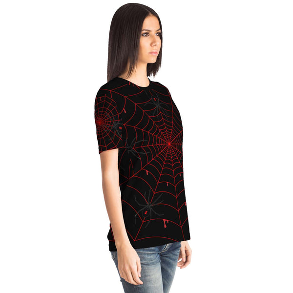 65 MCMLXV Unisex Cosplay Black Widows Red Blood Web Print T-Shirt - 65mcmlxv