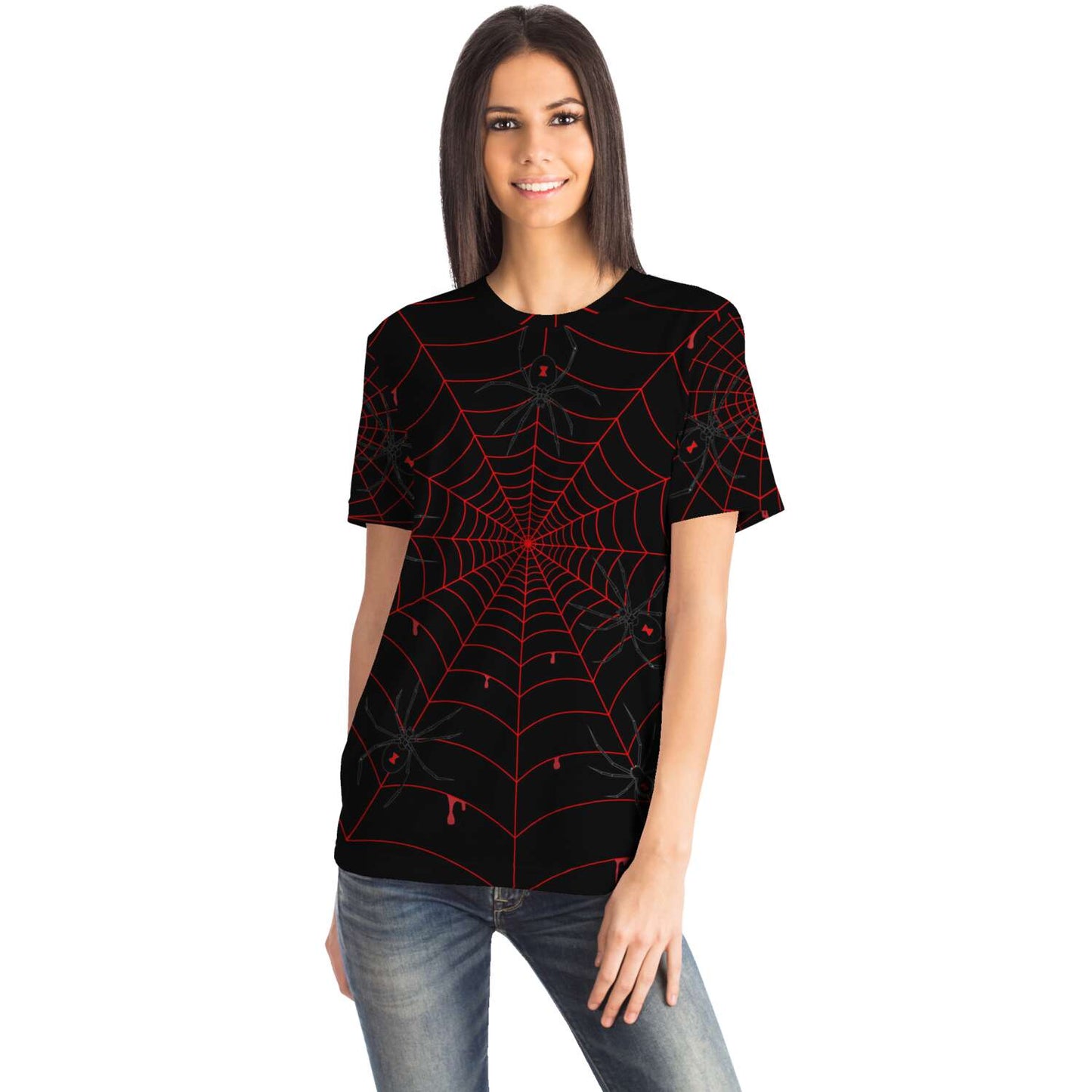 65 MCMLXV Unisex Cosplay Black Widows Red Blood Web Print T-Shirt - 65mcmlxv