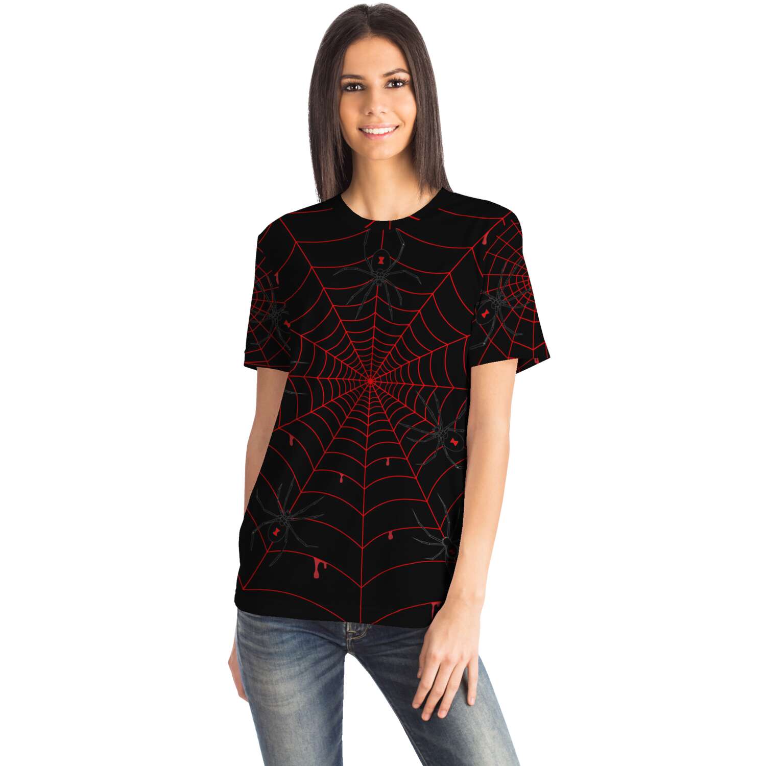 65 MCMLXV Unisex Cosplay Black Widows Red Blood Web Print T-Shirt - 65mcmlxv