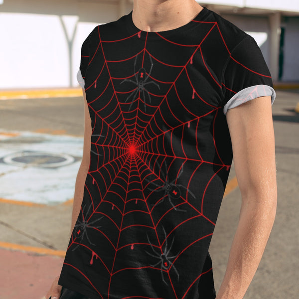 65 MCMLXV Unisex Cosplay Black Widows Red Blood Web Print T-Shirt - 65mcmlxv