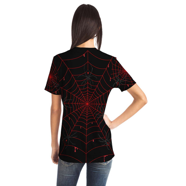 65 MCMLXV Unisex Cosplay Black Widows Red Blood Web Print T-Shirt - 65mcmlxv
