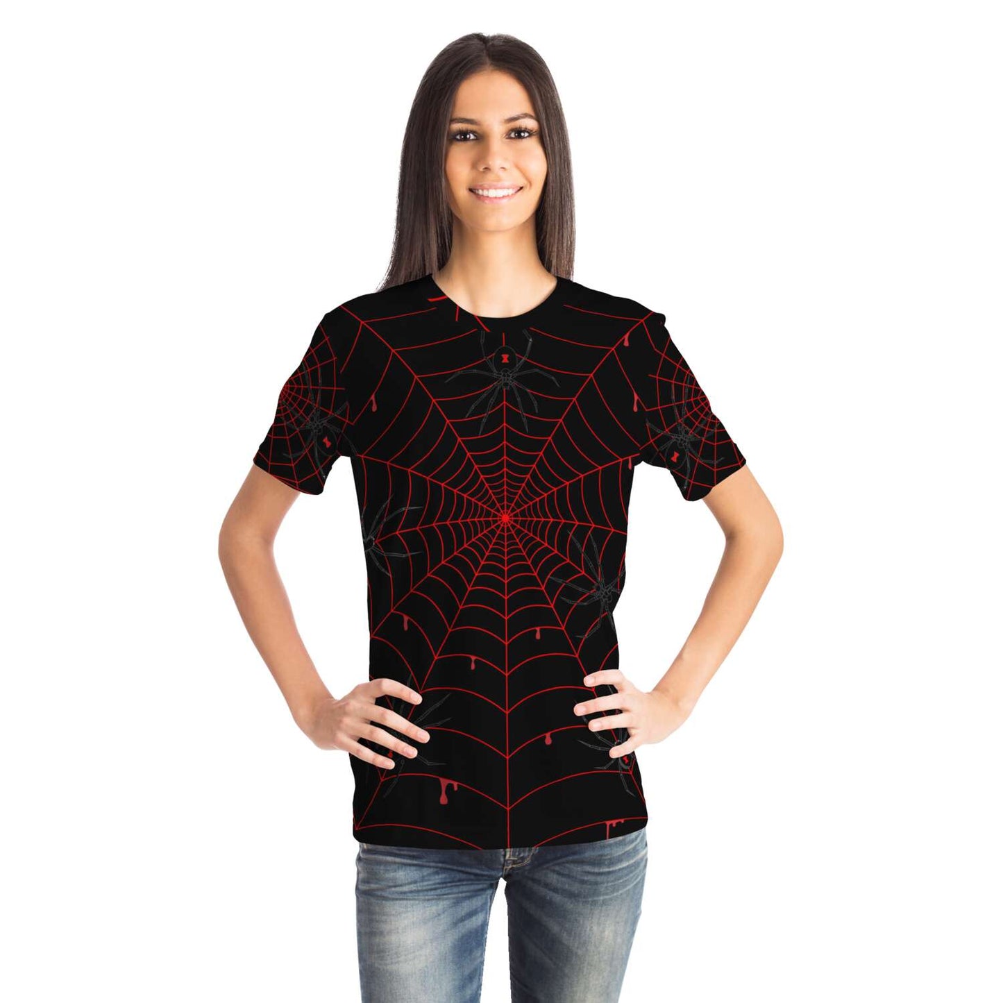 65 MCMLXV Unisex Cosplay Black Widows Red Blood Web Print T-Shirt - 65mcmlxv