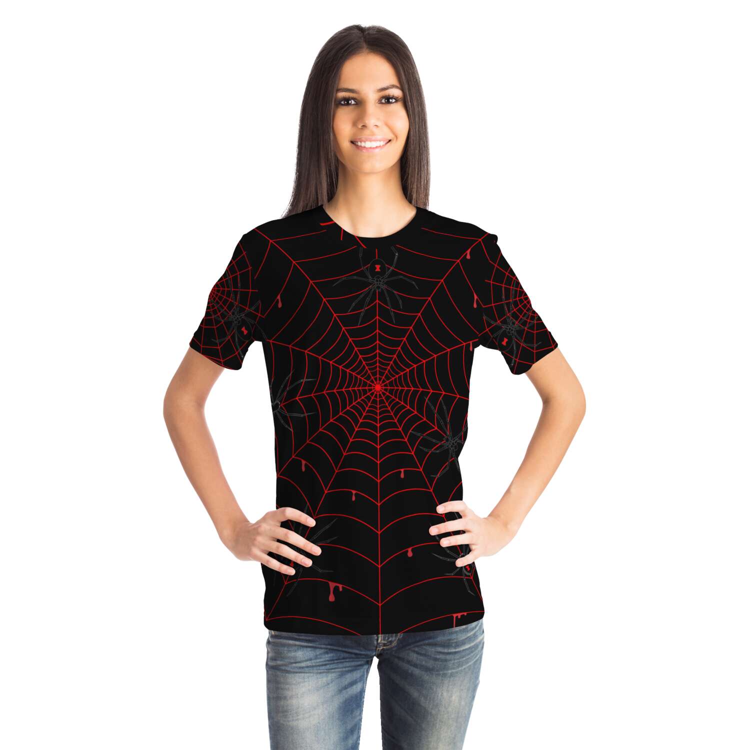 65 MCMLXV Unisex Cosplay Black Widows Red Blood Web Print T-Shirt - 65mcmlxv