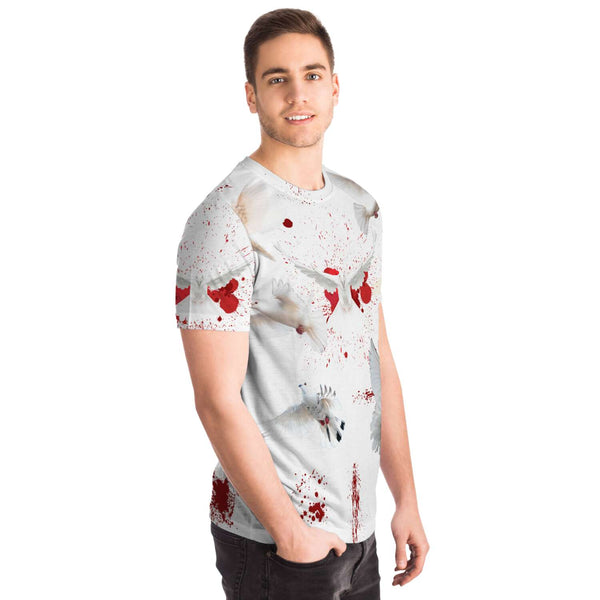 65 MCMLXV Unisex Cosplay Bloody White Doves of Peace Print T-Shirt - 65mcmlxv