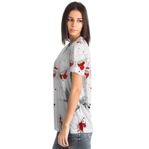 65 MCMLXV Unisex Cosplay Bloody White Doves of Peace Print T-Shirt - 65mcmlxv