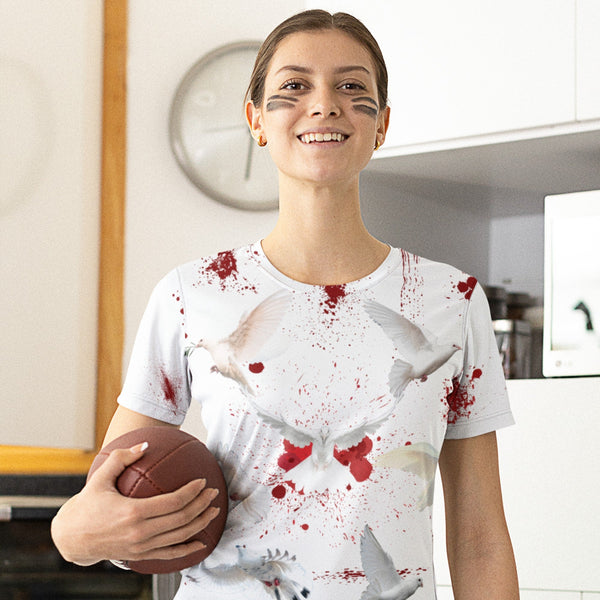 65 MCMLXV Unisex Cosplay Bloody White Doves of Peace Print T-Shirt - 65mcmlxv