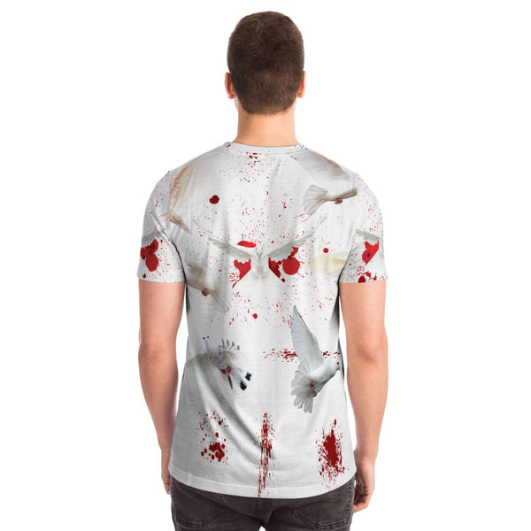 65 MCMLXV Unisex Cosplay Bloody White Doves of Peace Print T-Shirt - 65mcmlxv