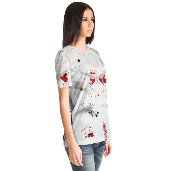 65 MCMLXV Unisex Cosplay Bloody White Doves of Peace Print T-Shirt - 65mcmlxv