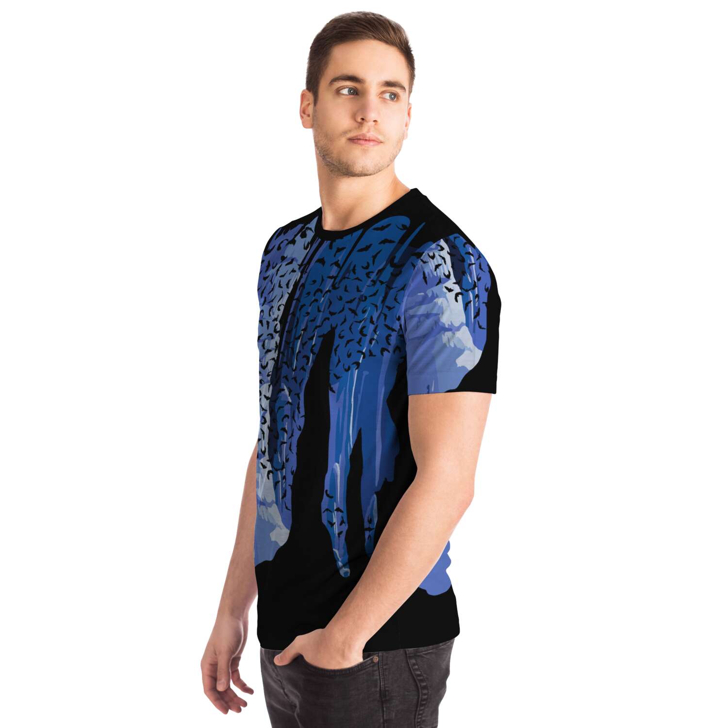 65 MCMLXV Unisex Cosplay Blue Bat Cavern Print T-Shirt - 65mcmlxv