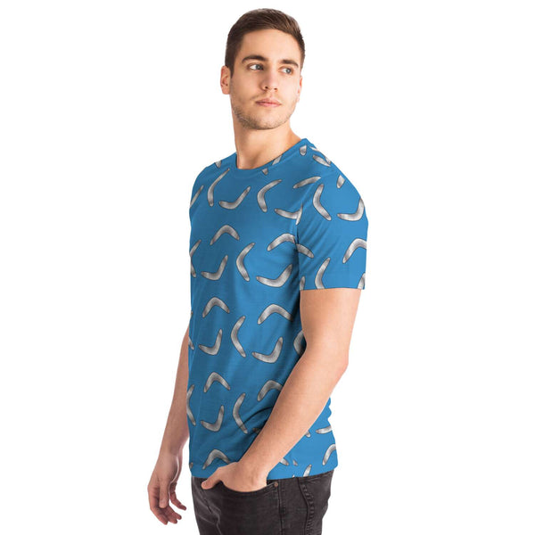 65 MCMLXV Unisex Cosplay Blue Boomerang Toss Print T-Shirt - 65mcmlxv