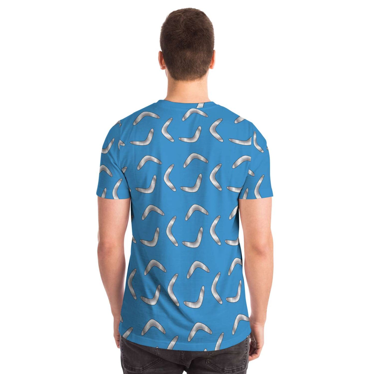 65 MCMLXV Unisex Cosplay Blue Boomerang Toss Print T-Shirt - 65mcmlxv