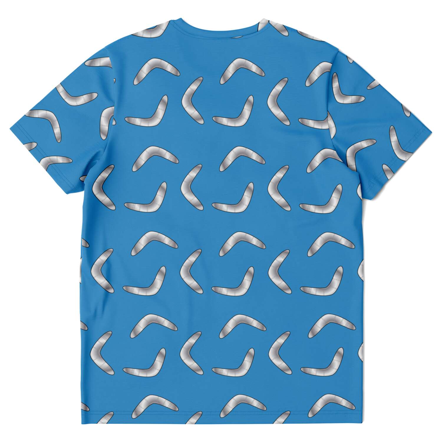 65 MCMLXV Unisex Cosplay Blue Boomerang Toss Print T-Shirt - 65mcmlxv