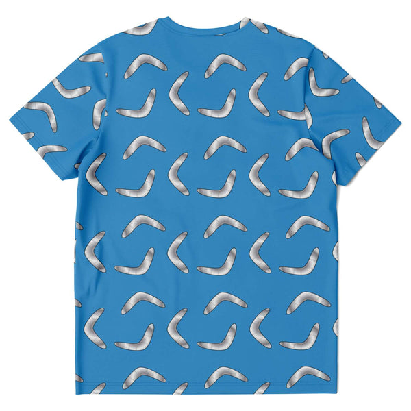 65 MCMLXV Unisex Cosplay Blue Boomerang Toss Print T-Shirt - 65mcmlxv