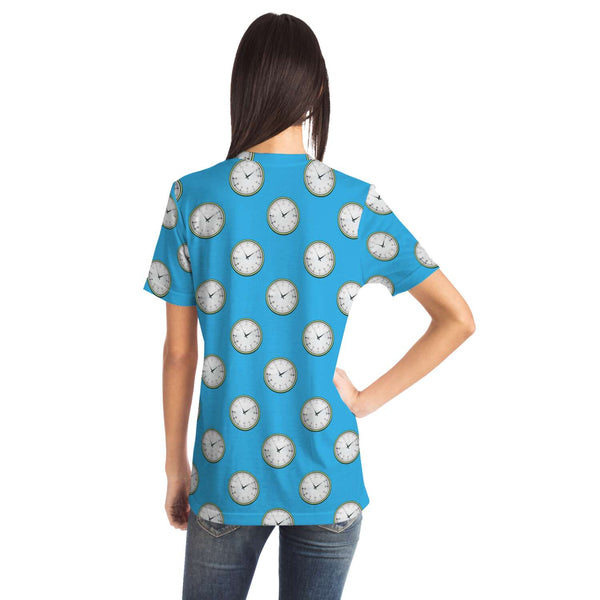 65 MCMLXV Unisex Cosplay Blue Clocks Print T-Shirt - 65mcmlxv
