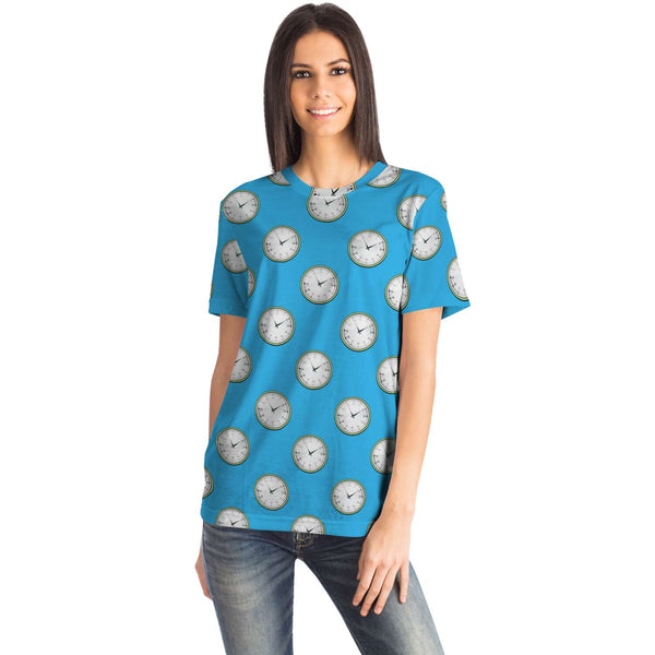 65 MCMLXV Unisex Cosplay Blue Clocks Print T-Shirt - 65mcmlxv