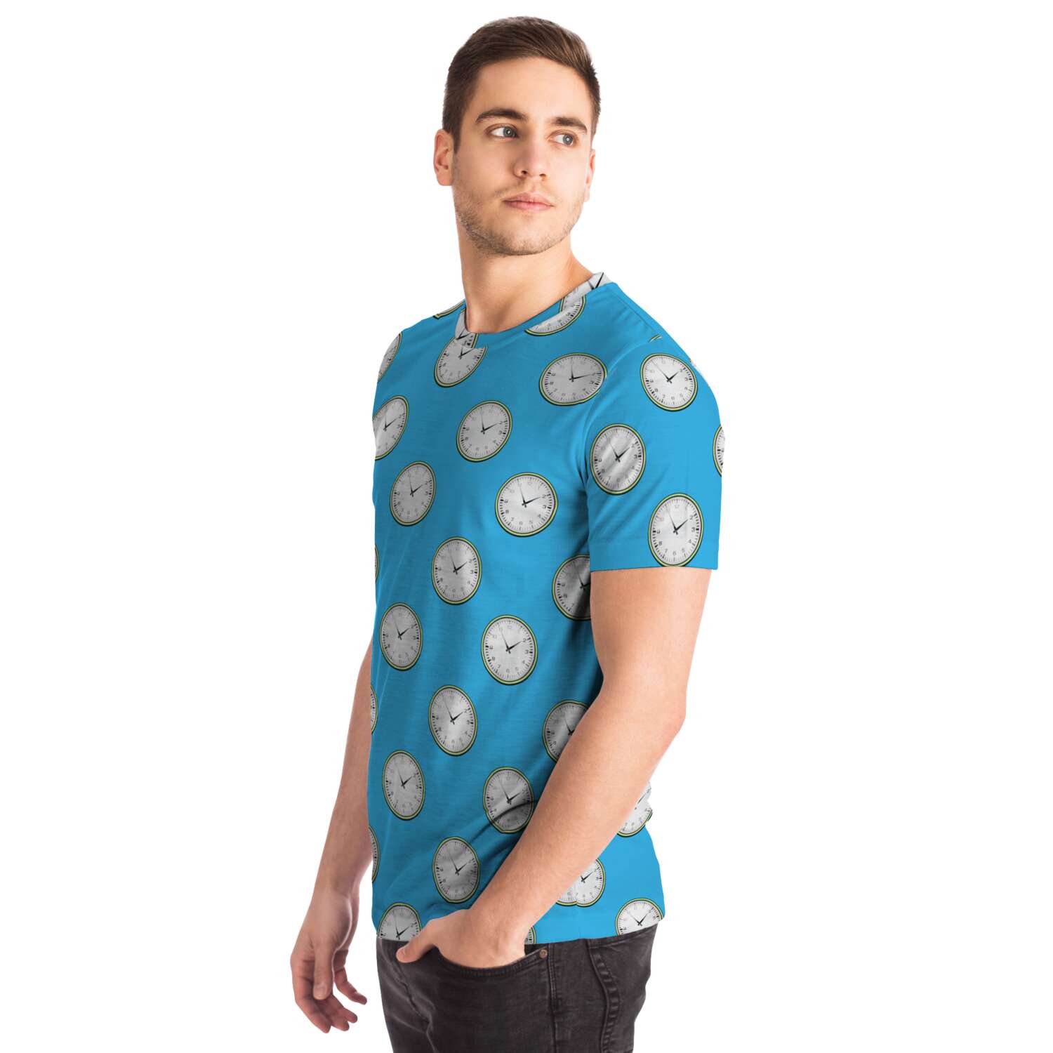 65 MCMLXV Unisex Cosplay Blue Clocks Print T-Shirt - 65mcmlxv