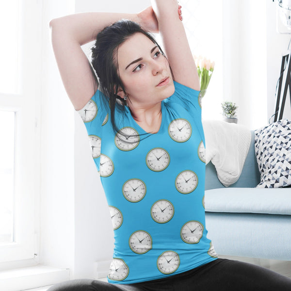 65 MCMLXV Unisex Cosplay Blue Clocks Print T-Shirt - 65mcmlxv