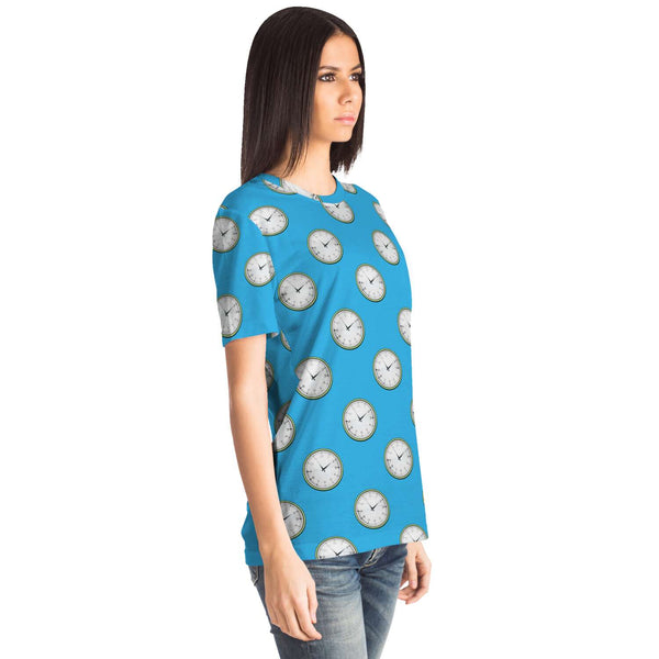 65 MCMLXV Unisex Cosplay Blue Clocks Print T-Shirt - 65mcmlxv