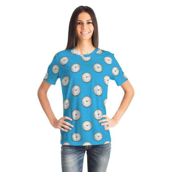 65 MCMLXV Unisex Cosplay Blue Clocks Print T-Shirt - 65mcmlxv