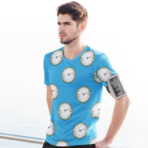 65 MCMLXV Unisex Cosplay Blue Clocks Print T-Shirt - 65mcmlxv