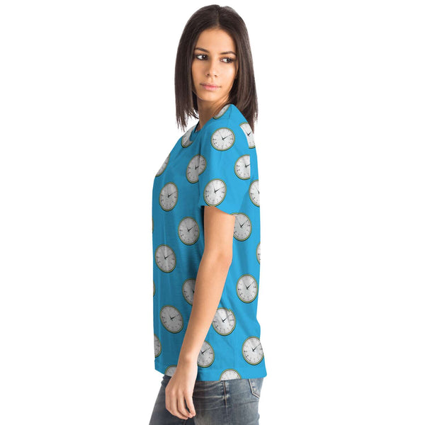 65 MCMLXV Unisex Cosplay Blue Clocks Print T-Shirt - 65mcmlxv