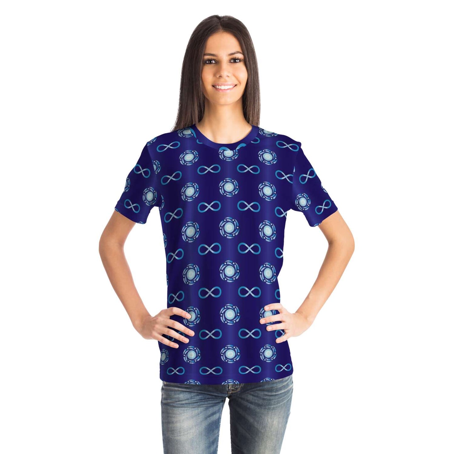 65 MCMLXV Unisex Cosplay Blue Infinity Symbol Print T-Shirt - 65mcmlxv
