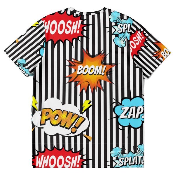 65 MCMLXV Unisex Cosplay Boom! Pow! Comicbook Speech Bubbles Print T-Shirt - 65mcmlxv