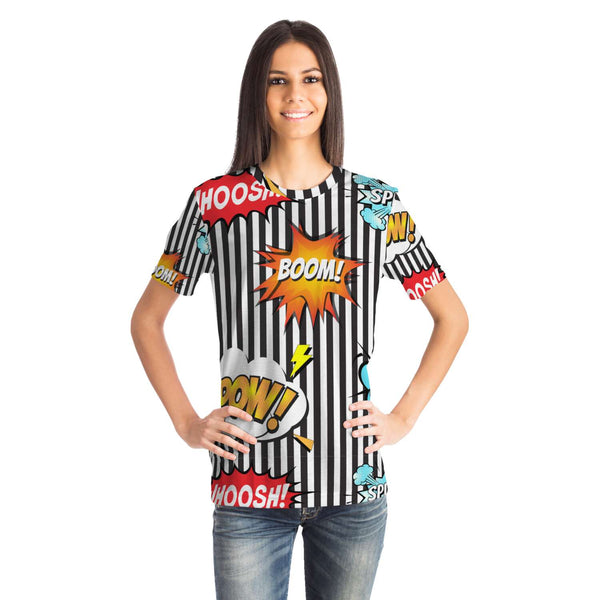 65 MCMLXV Unisex Cosplay Boom! Pow! Comicbook Speech Bubbles Print T-Shirt - 65mcmlxv
