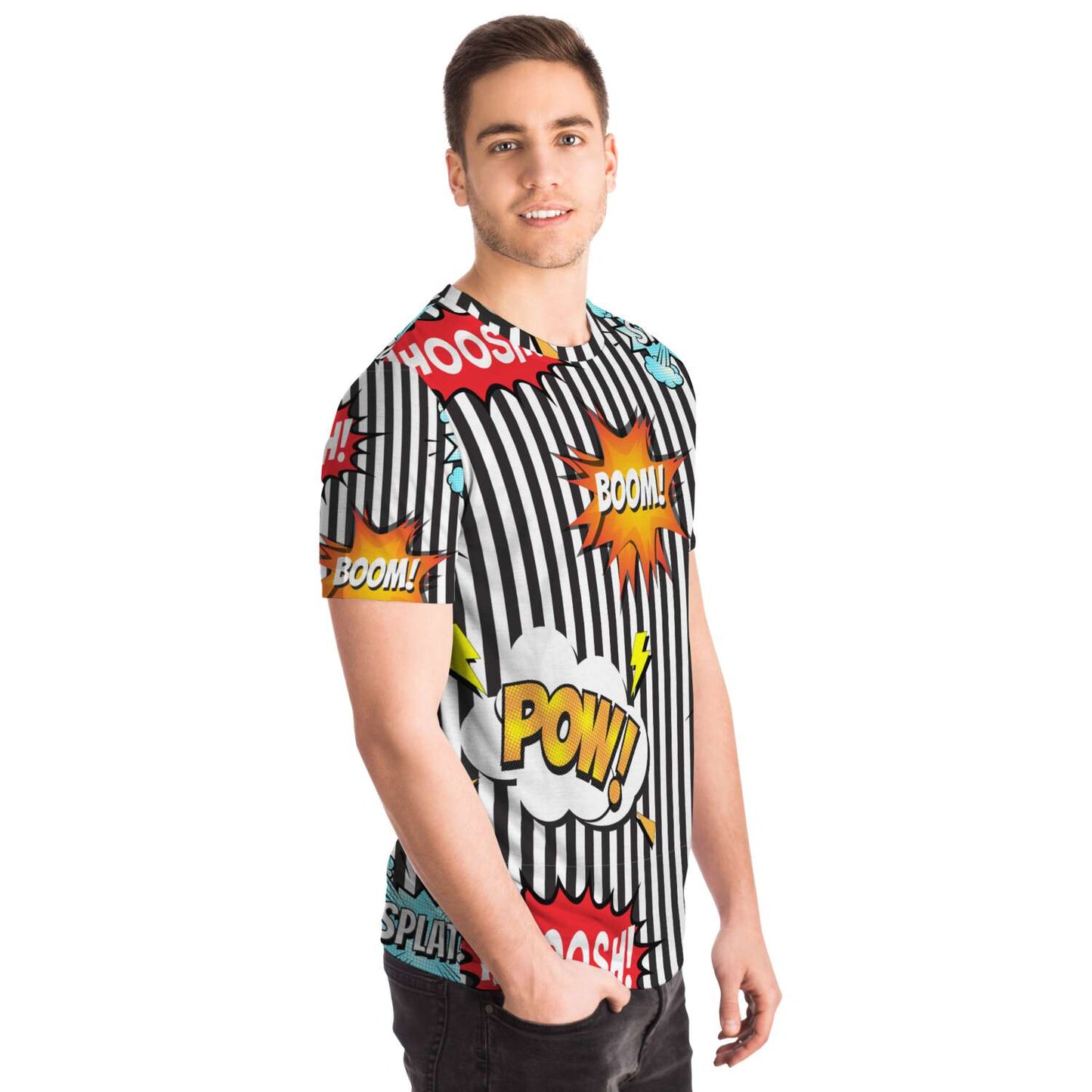 65 MCMLXV Unisex Cosplay Boom! Pow! Comicbook Speech Bubbles Print T-Shirt - 65mcmlxv