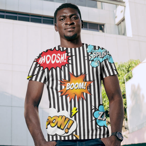 65 MCMLXV Unisex Cosplay Boom! Pow! Comicbook Speech Bubbles Print T-Shirt - 65mcmlxv