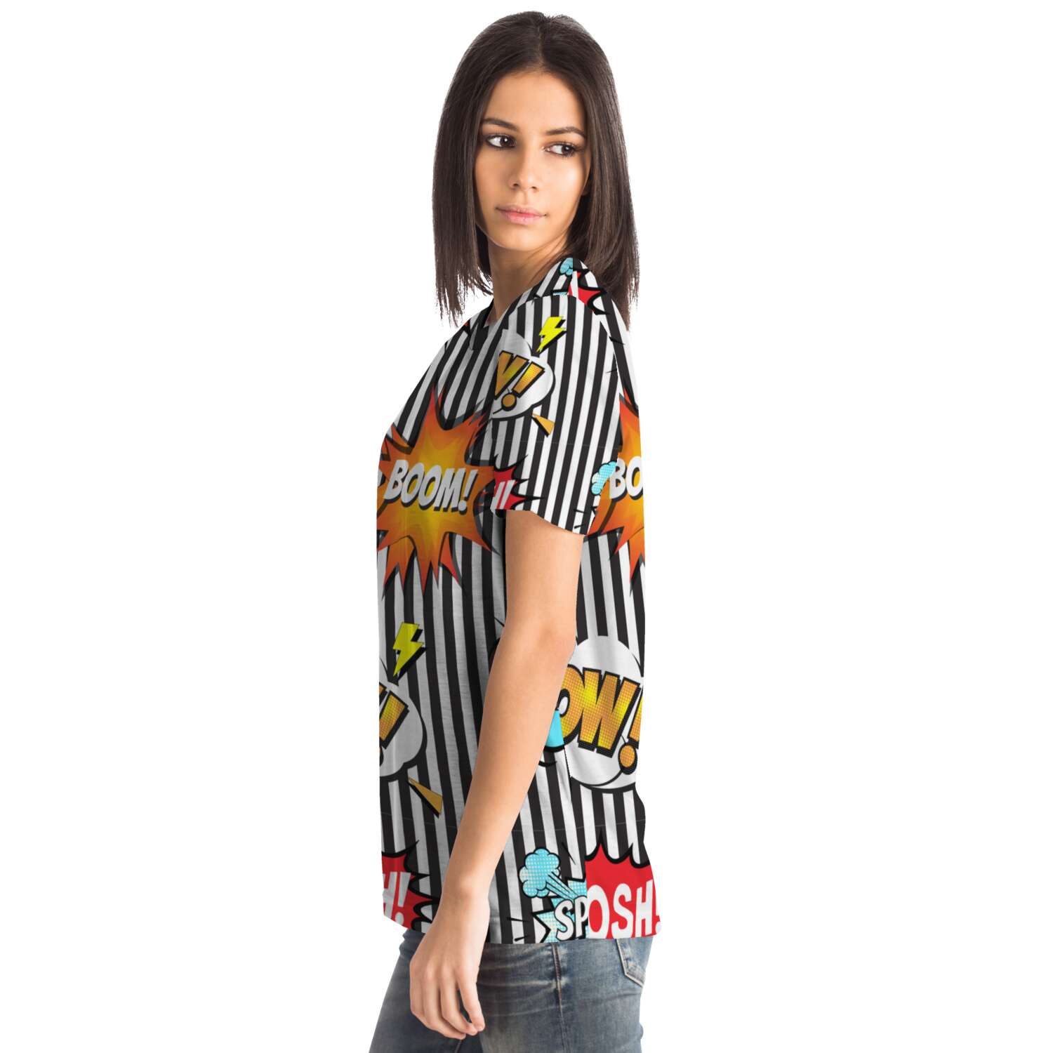 65 MCMLXV Unisex Cosplay Boom! Pow! Comicbook Speech Bubbles Print T-Shirt - 65mcmlxv