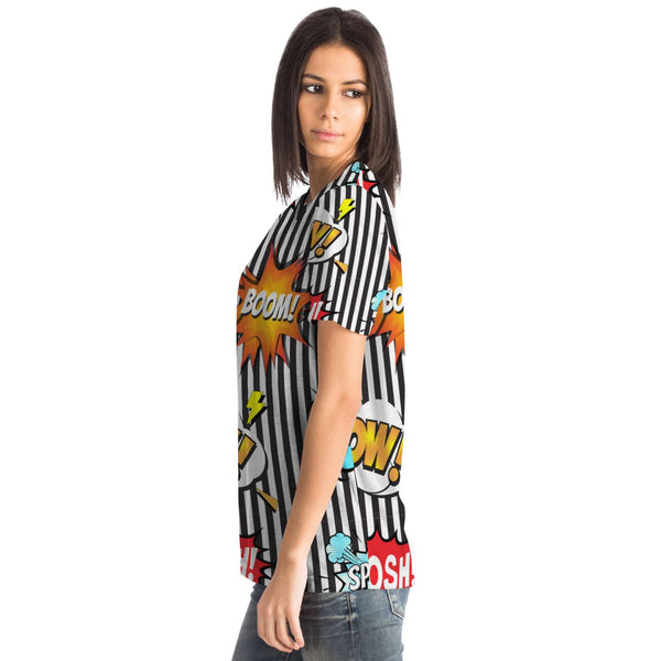 65 MCMLXV Unisex Cosplay Boom! Pow! Comicbook Speech Bubbles Print T-Shirt - 65mcmlxv