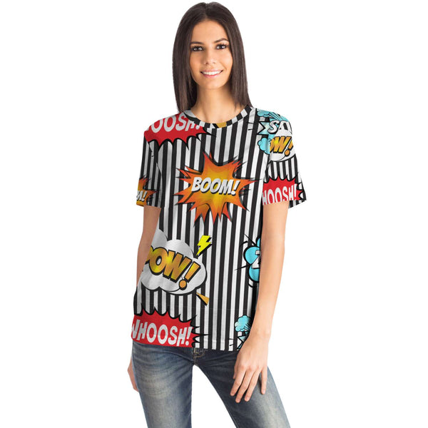 65 MCMLXV Unisex Cosplay Boom! Pow! Comicbook Speech Bubbles Print T-Shirt - 65mcmlxv